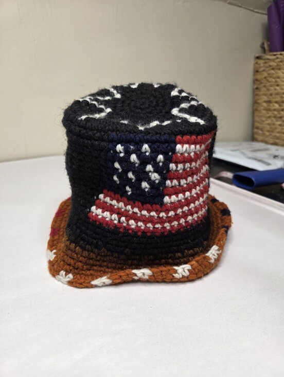 SisanDina Ecuador 100% Wool Handmade Crochet Bucket Hat American Flag Patriotic main image 5